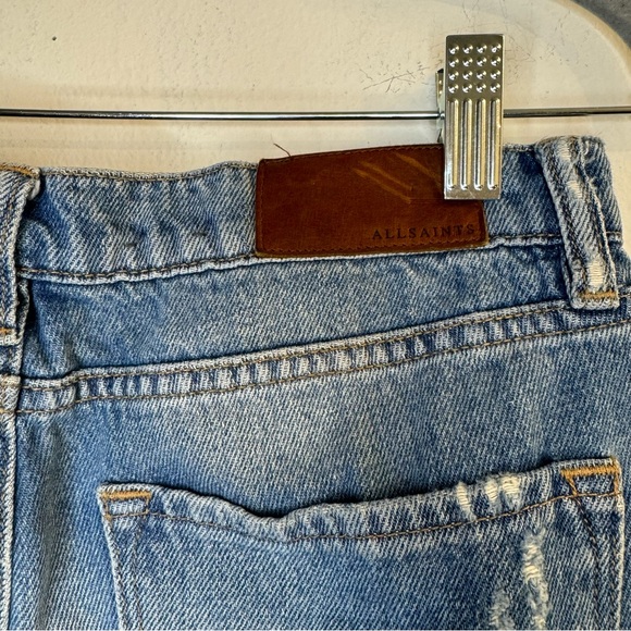 All Saints Women’s Distressed Denim Slit Boyfriend Jeans Size 26 - Picture 4 of 5